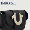 True Religion Women’s Crossbody Bag, Mini Flap Adjustable Shoulder Handbag with Horseshoe Logo(Black)