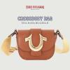 True Religion Women’s Crossbody Bag, Mini Flap Adjustable Shoulder Handbag with Horseshoe Logo(Brown)