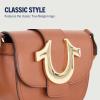 True Religion Women’s Crossbody Bag, Mini Flap Adjustable Shoulder Handbag with Horseshoe Logo(Brown)