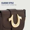 True Religion Women’s Crossbody Bag, Mini Flap Adjustable Shoulder Handbag with Horseshoe Logo(Dark Brown)