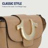 True Religion Women’s Crossbody Bag, Mini Flap Adjustable Shoulder Handbag with Horseshoe Logo(Tan)
