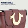True Religion Women’s Crossbody Bag, Mini Flap Adjustable Shoulder Handbag with Horseshoe Logo(Wine)
