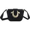 True Religion Women’s Crossbody Bag, Mini Flap Adjustable Shoulder Handbag with Horseshoe Logo(Black)