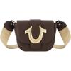 True Religion Women’s Crossbody Bag, Mini Flap Adjustable Shoulder Handbag with Horseshoe Logo(Dark Brown)