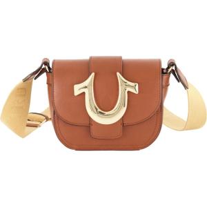 True Religion Women’s Crossbody Bag, Mini Flap Adjustable Shoulder Handbag with Horseshoe Logo(Brown)