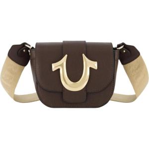 True Religion Women’s Crossbody Bag, Mini Flap Adjustable Shoulder Handbag with Horseshoe Logo(Dark Brown)