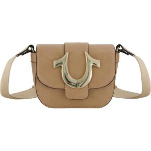 True Religion Women’s Crossbody Bag, Mini Flap Adjustable Shoulder Handbag with Horseshoe Logo(Tan)
