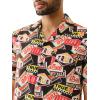 True Religion Men’s SS Camp Shirt All Over Print – Black/Yellow/White | Short Sleeve Rayon Viscose Button-Up(Blk Ylow Wht)