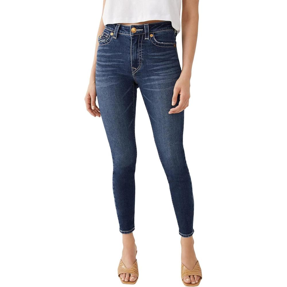 imageTrue Religion Womens Halle Mid Rise Super Skinny Fit JeanNight Cap
