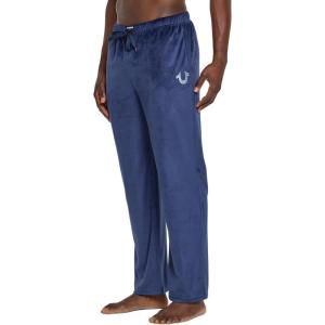 True Religion Mens Pajama Pants Mens PJ Pants Fuzzy Lounge Pant Soft Fleece Pant(Navy)
