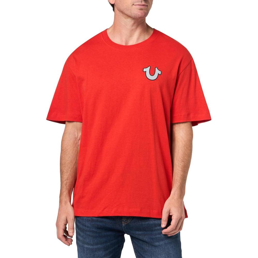 imageTrue Religion Mens High Density Letter TeeWashed Red