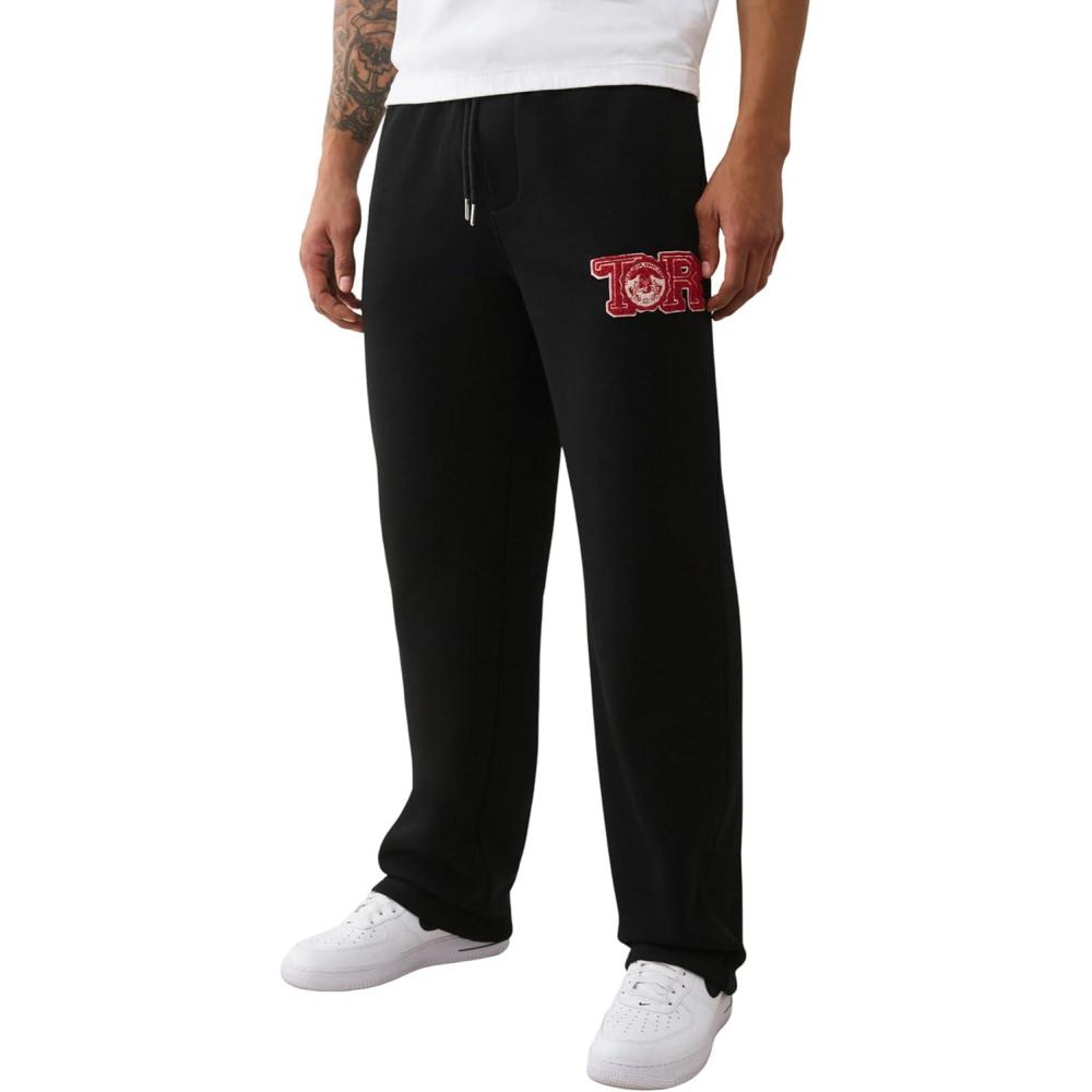 imageTrue Religion Mens World Tour Champs Sweatpants  Premium Joggers for Men with Logo Detail Soft Cotton BlendJet Black