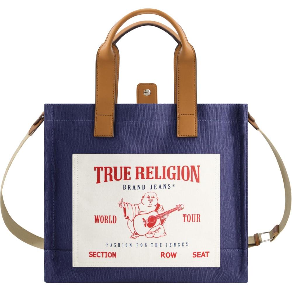 imageTrue Religion Tote Womens Medium Travel Shoulder Bag with Adjustable StrapNavy