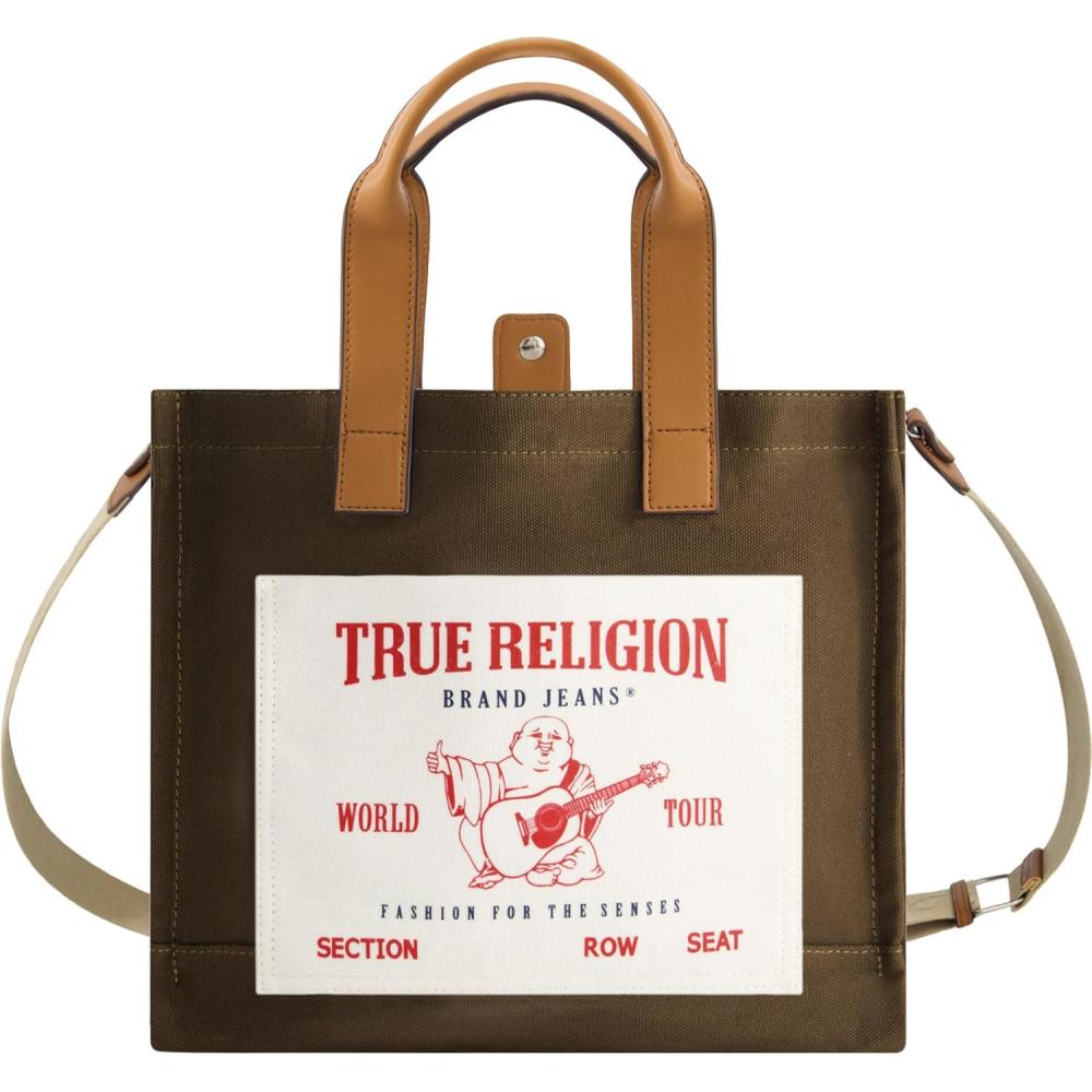 imageTrue Religion Tote Womens Medium Travel Shoulder Bag with Adjustable StrapOlive