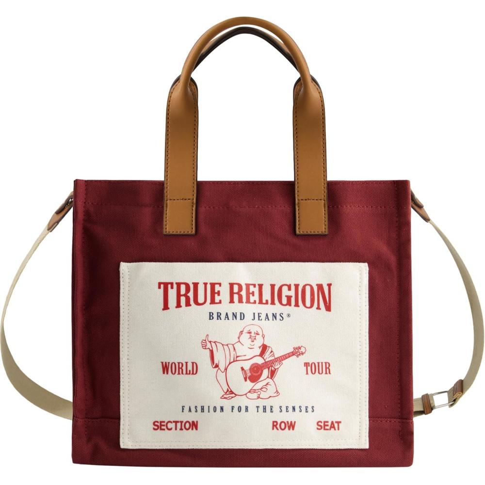 imageTrue Religion Tote Womens Medium Travel Shoulder Bag with Adjustable StrapRed