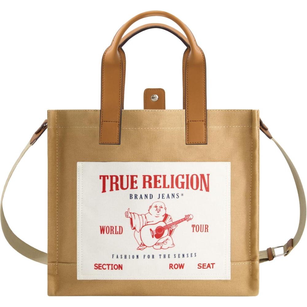 imageTrue Religion Tote Womens Medium Travel Shoulder Bag with Adjustable StrapTan