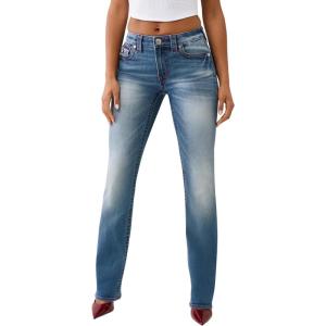 True Religion Billie Mid Rise Straight Womens Denim Jeans | Signature Horseshoe Back Flap Pockets