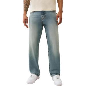 True Religion Bobby TN SN FLP Round Pocket Jeans for Men – 32” – Relaxed Fit Denim Pants with Iconic Stitching & Flap Pockets(Gridiron Blue Medium Wash)