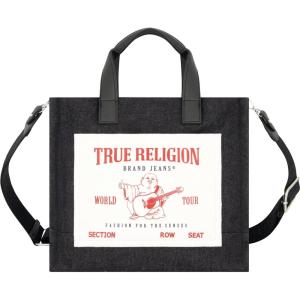 True Religion Tote, Women’s Medium Travel Shoulder Bag with Adjustable Strap(Black Denim)