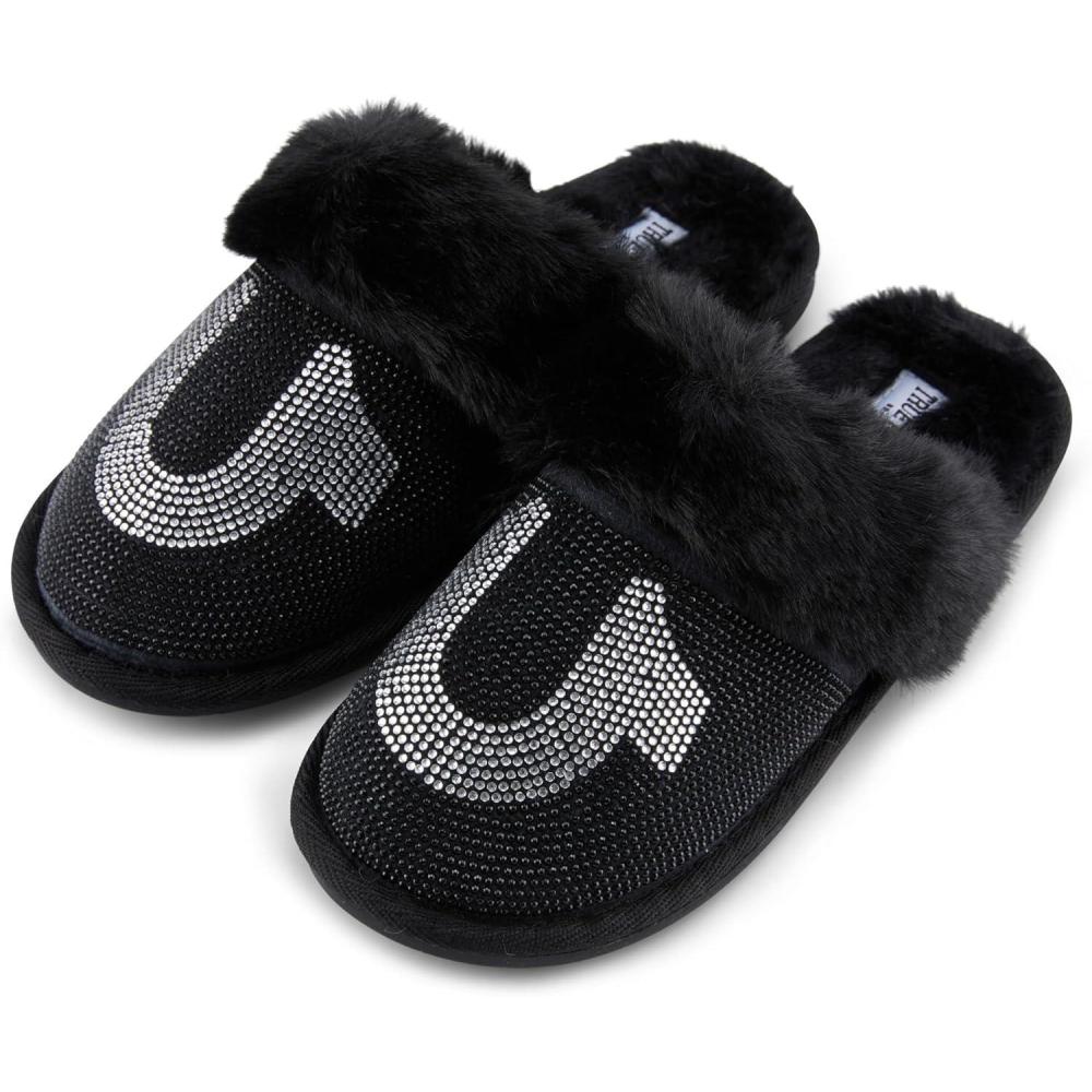 imageTrue Religion Slippers for Women Gifts for Women Cozy House Slippers for WomanBlack