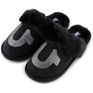 True Religion Slippers for Women Gifts for Women Cozy House Slippers for Woman(Black)