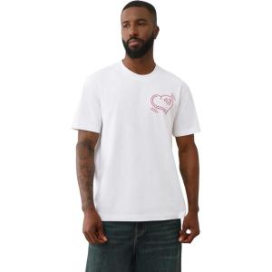 True Religion SS Puff Cat Tee – Men’s Crewneck Short Sleeve Graphic Premium Cotton Tee(Optic White)