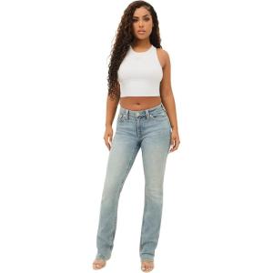 True Religion Womens Billie Mid Rise Straight Leg Jeans, Jeans for Women, Womens Fashion(Peak Spot)