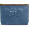 True Religion Women’s Makeup Bag, Small Travel Cosmetic Zipper Pouch Organizer(Denim W/ Gold Hardware)