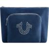 imageTrue Religion Womens Makeup Bag Small Travel Cosmetic Zipper Pouch OrganizerDenim W Silver Hardware