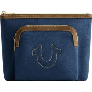 True Religion Women’s Makeup Bag, Small Travel Cosmetic Zipper Pouch Organizer(Denim W/ Zip Pocket)