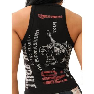 True Religion Womens Og Logo Halter Tank​(Jet Black)