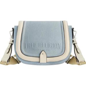 True Religion womens True Religion Saddle Bag, Women’s Denim and Faux Leather Crossbody Purse With Adjustable Shoulder Strap(Light Blue)