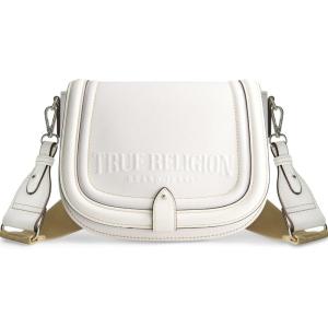 True Religion womens True Religion Saddle Bag, Women’s Denim and Faux Leather Crossbody Purse With Adjustable Shoulder Strap(White)