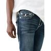 True Religion Men’s Rocco Super T 1/2″ Flap with 32″ Inseam(Aquamarine Dark Wash)