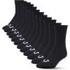 True Religion Mens Socks 12 Pack Mid Crew Socks for Men Premium Athletic, Shoe Size 8-12(Black)