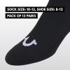True Religion Mens Socks 12 Pack Mid Crew Socks for Men Premium Athletic, Shoe Size 8-12(Black)