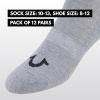 True Religion Mens Socks 12 Pack Mid Crew Socks for Men Premium Athletic, Shoe Size 8-12(Blk/Gry)