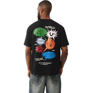 True Religion Men’s Short Sleeve Speech Bubble Tee– Crewneck Graphic T-Shirt(Jet Black)
