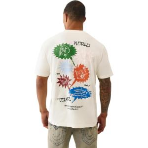 True Religion Men’s Short Sleeve Speech Bubble Tee– Crewneck Graphic T-Shirt(Sandstorm)