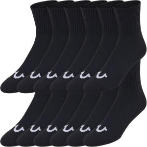 True Religion Mens Socks 12 Pack Mid Crew Socks for Men Premium Athletic, Shoe Size 8-12(Black)