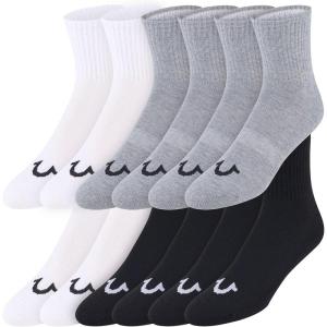 True Religion Mens Socks 12 Pack Mid Crew Socks for Men Premium Athletic, Shoe Size 8-12(Blk/Gry/Wht)