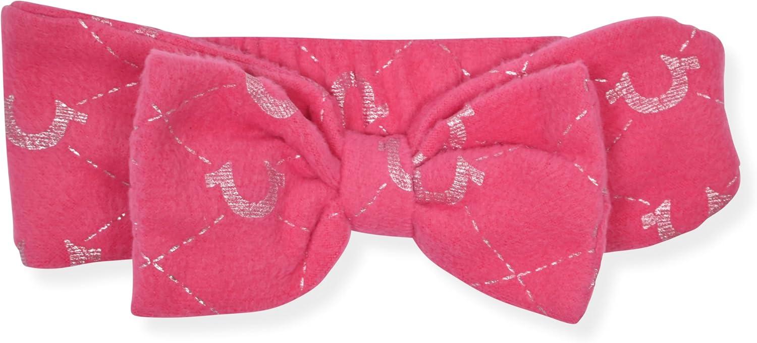 imageTrue Religion Girls Pajama Set 3Piece ButtonFront Top Sleep Pants and HeadbandHot Pink Fleece