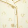 True Religion Girls Pajama Set 3-Piece Button-Front Top Sleep Pants and Headband(Ivory Gold Fleece)
