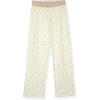 True Religion Girls Pajama Set 3-Piece Button-Front Top Sleep Pants and Headband(Ivory Gold Fleece)