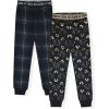 True Religion Boys 2 Pack Pajama Pants Soft Brushed Sleep Bottoms for Kids (Sizes 4–14)(Navy Plaid)