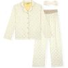 True Religion Girls Pajama Set 3-Piece Button-Front Top Sleep Pants and Headband(Ivory Gold Fleece)