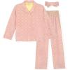 True Religion Girls Pajama Set 3-Piece Button-Front Top Sleep Pants and Headband(Mauve Gold Velour)
