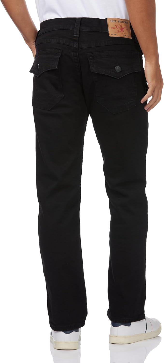 imageTrue Religion Mens Ricky Straight Leg Jeans with Back Flap Pockets Mens Jeans2sb Body Rinse Black