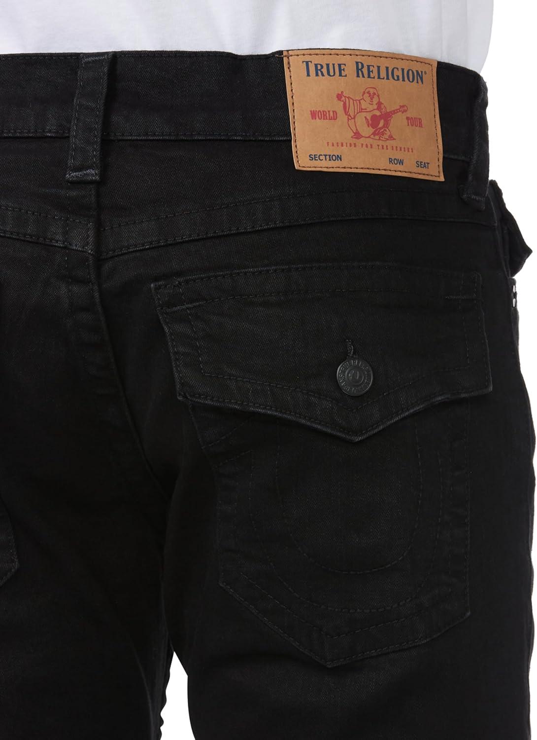 imageTrue Religion Mens Ricky Straight Leg Jeans with Back Flap Pockets Mens Jeans2sb Body Rinse Black