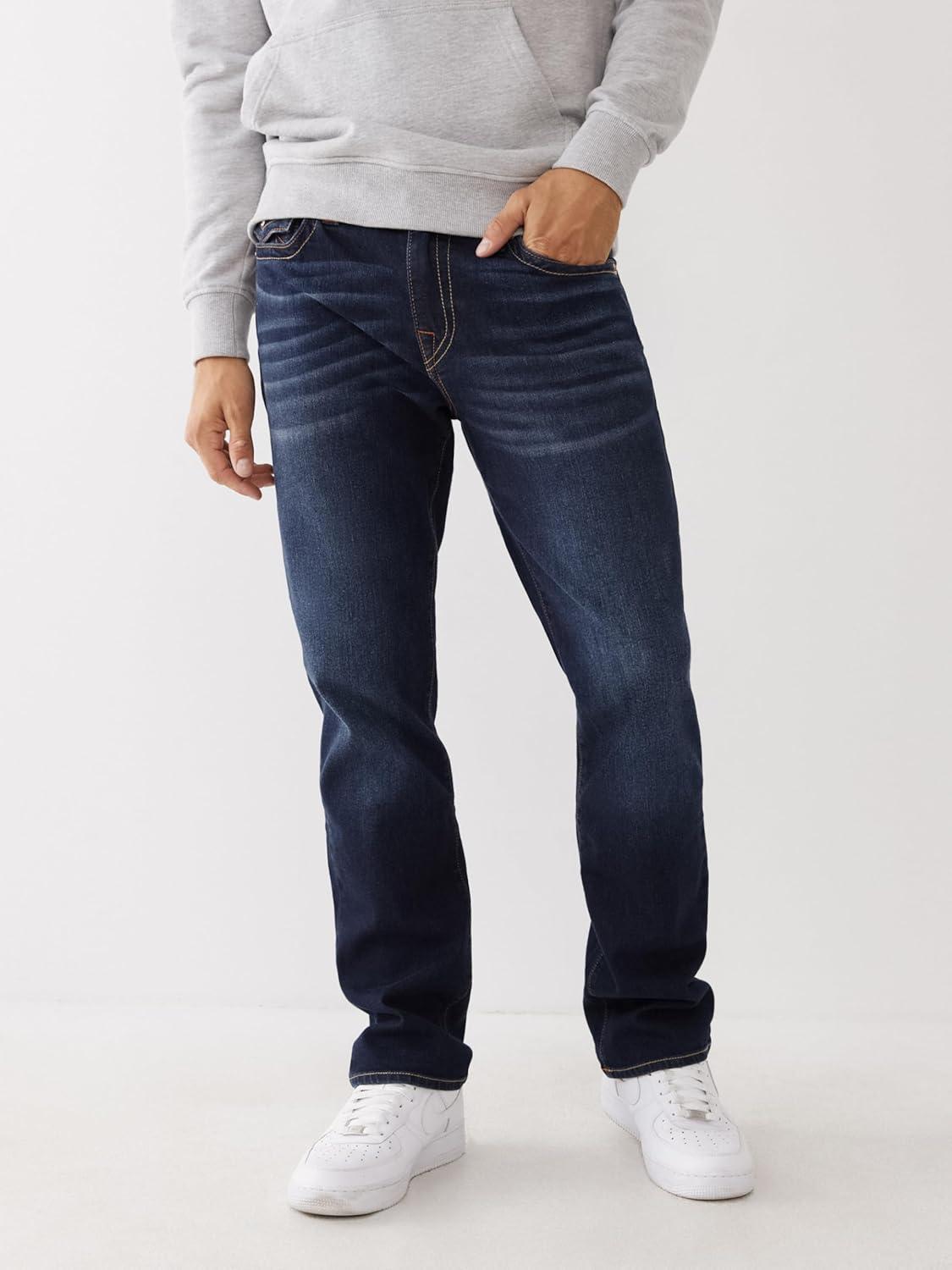 imageTrue Religion Mens Ricky Straight Leg Jeans with Back Flap Pockets Mens JeansDark Wash Muddy Waters